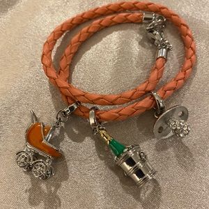 Fossil Leather braided bracelet with Charms - Fossil - never worn
